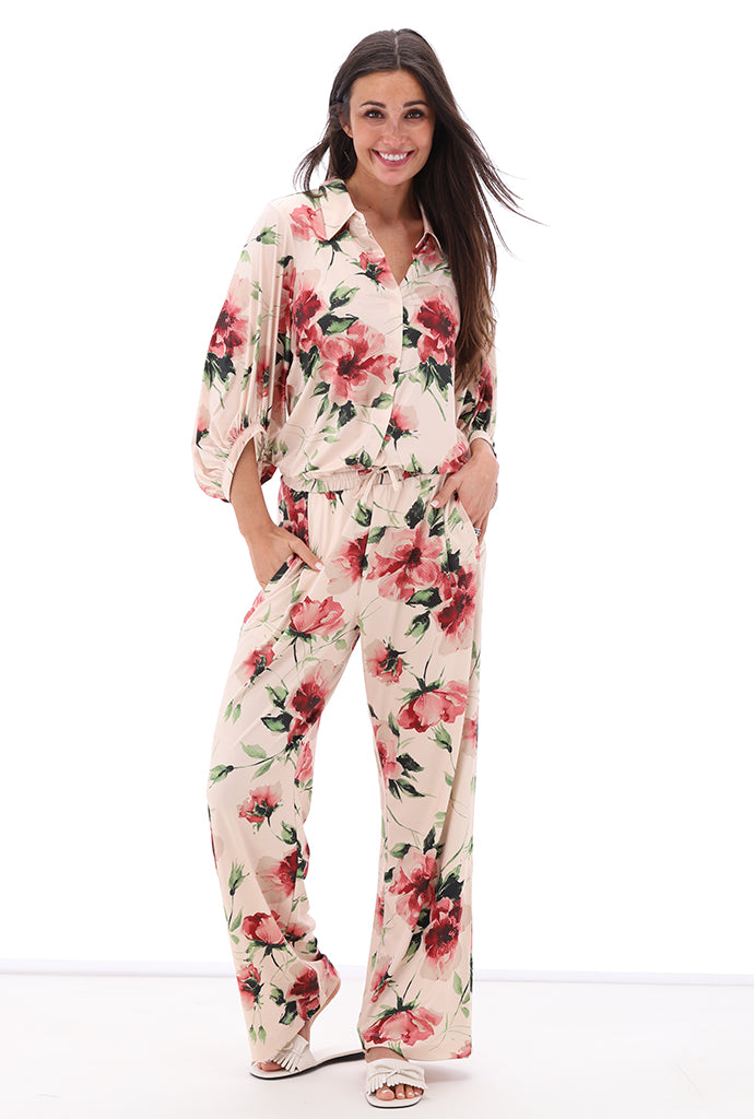K-design - Broek met print en trekkoord (C210)