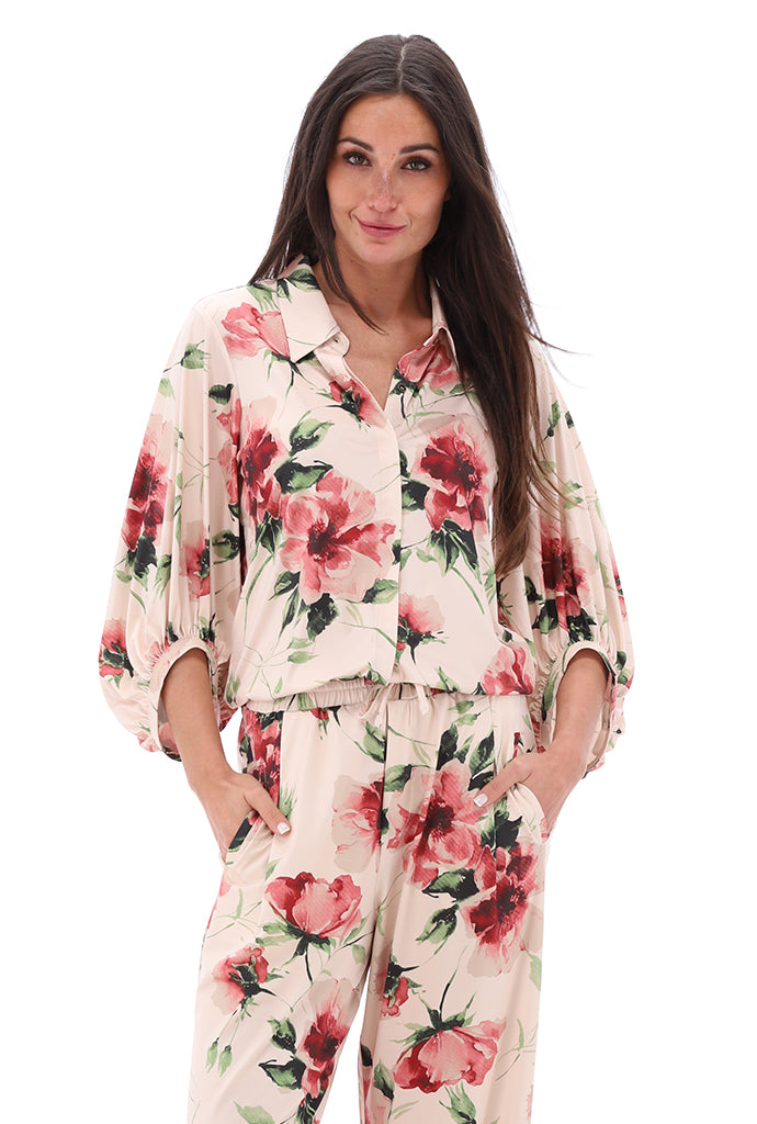 K-design - Broek met print en trekkoord (C210)