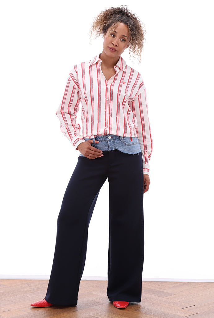 You're my lobster - Blouse met strepen & kreeft (C700L)