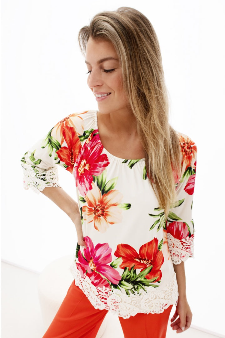 K-design - Topje off shoulder met bloemenprint (Y139) - What Els!