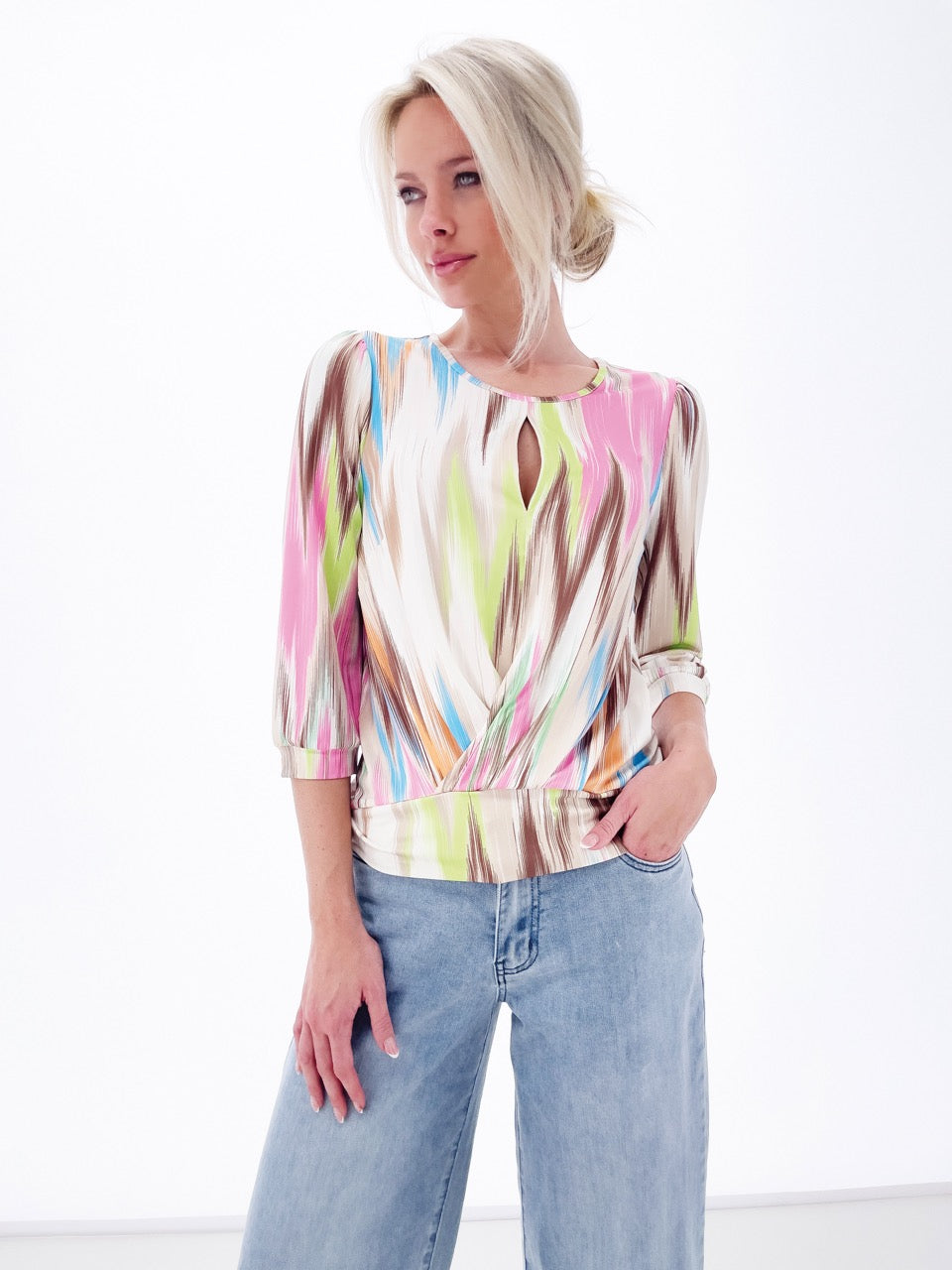 K-design - Topje met print, ronde hals en knoop (Y226) - What Els!