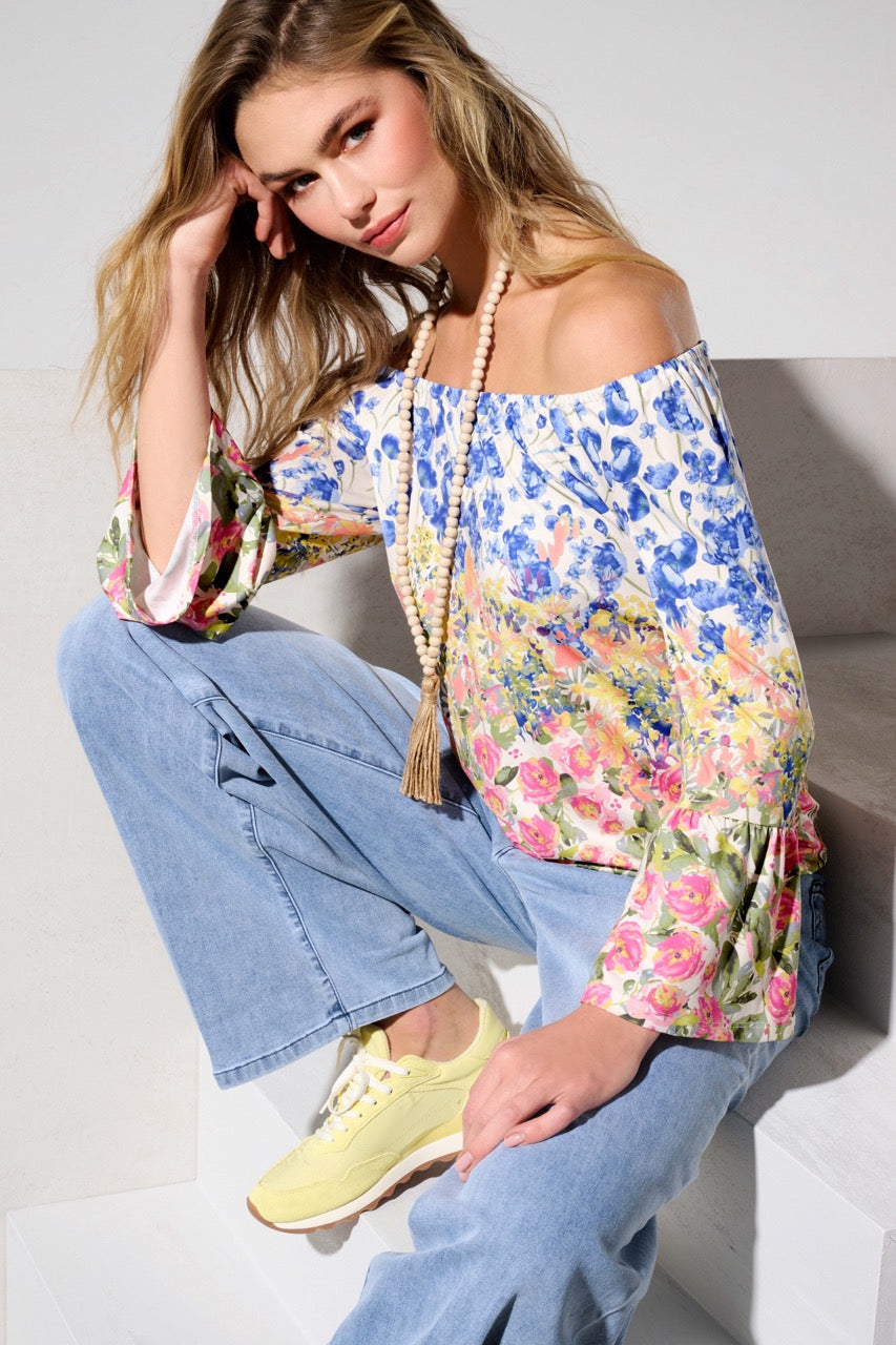 K-design - Topje met bloemenprint en halsketting (Y236) - What Els!
