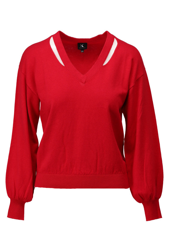 K-Design Pull met speciale V hals - B866 - Lipstick red - Lipstick red