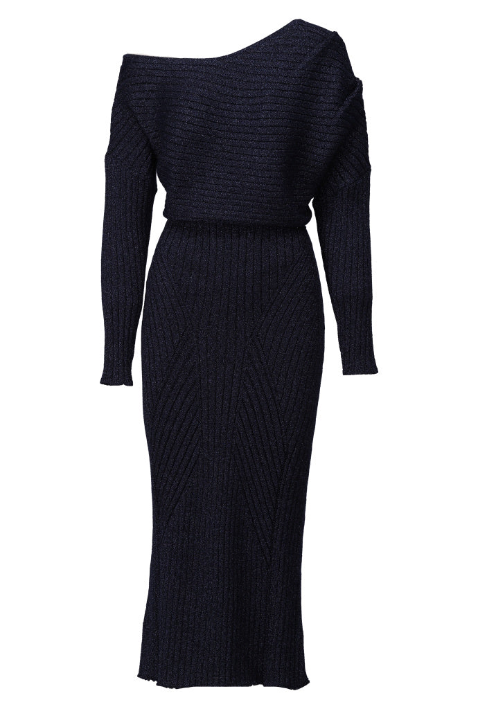 K-Design Maxi lurex jurk - B867 - Dark Blue - Dark Blue