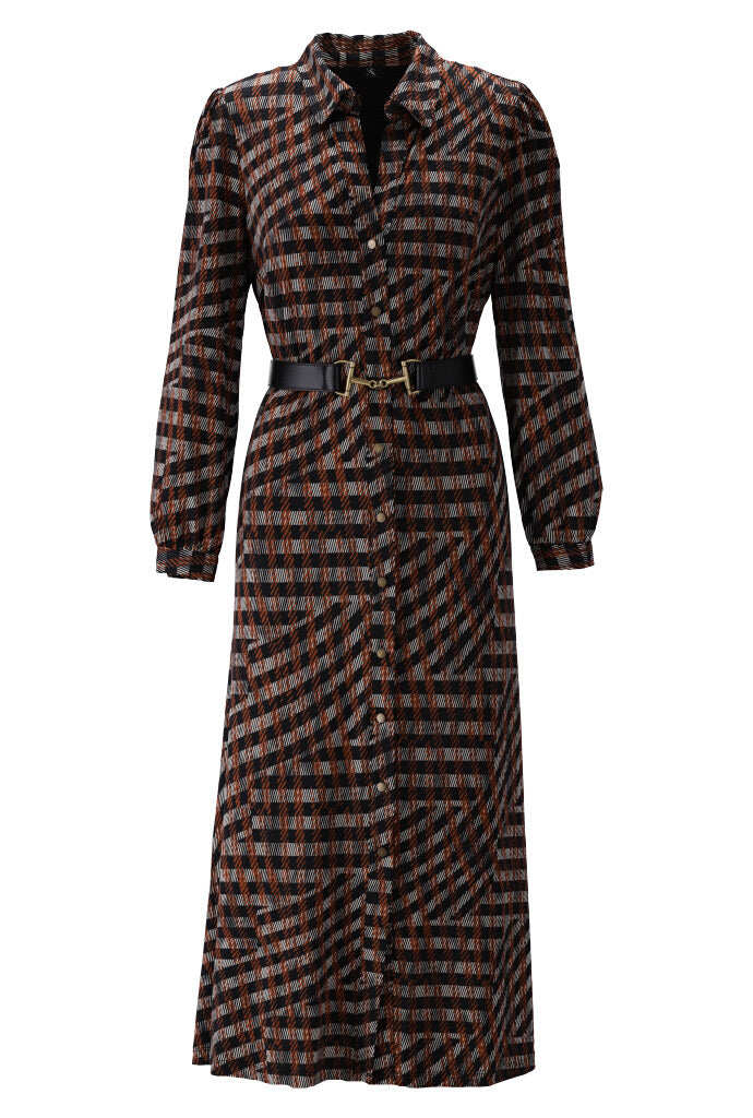 K-design - Maxi dress met print en bijpassende riem (X333) - What Els!