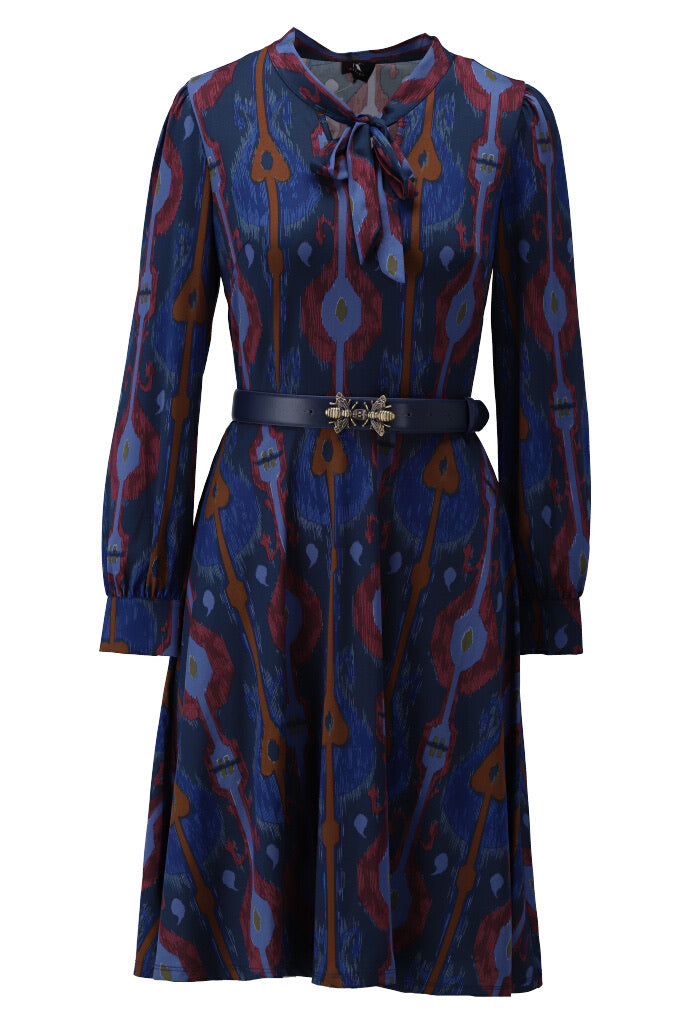K-design - Mini dress met print en bijpassende riem (X337) - What Els!