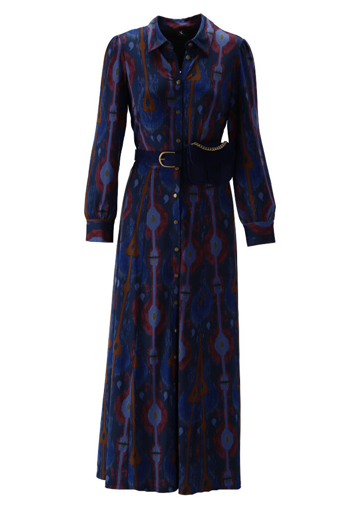 K-design - Maxi dress met print en bijpassende riem met heuptasje (X338) - What Els!