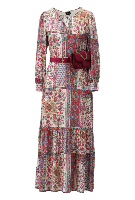 K-design - Maxi dress met print en bijpassende riem met heuptasje (X339) - What Els!