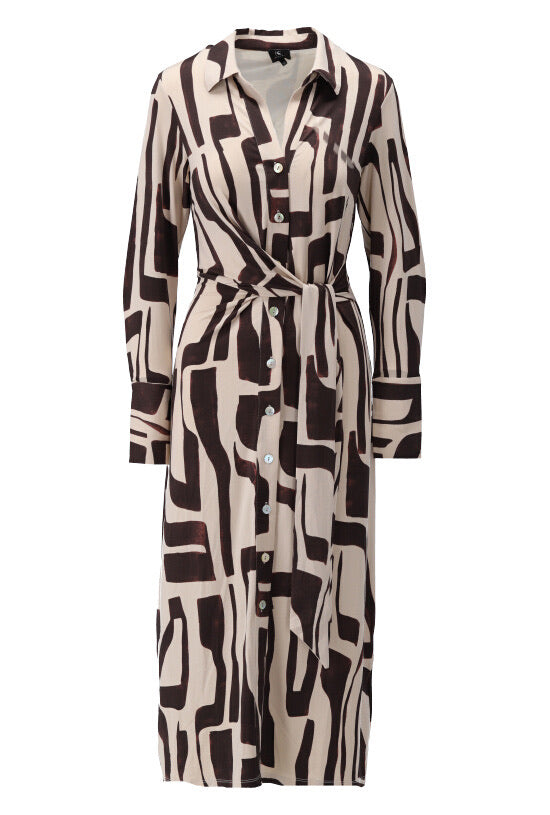 K-design - Maxi dress met print en wikkelriem (X342) - What Els!