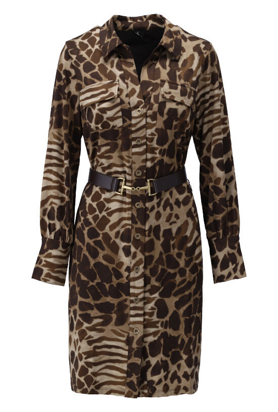 K-design - Mini dress met print en bijpassende riem (X349) - What Els!