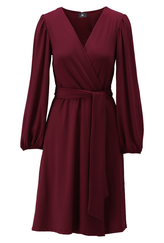 K-design - Mini dress crossover met pofmouwen (X398) - What Els!