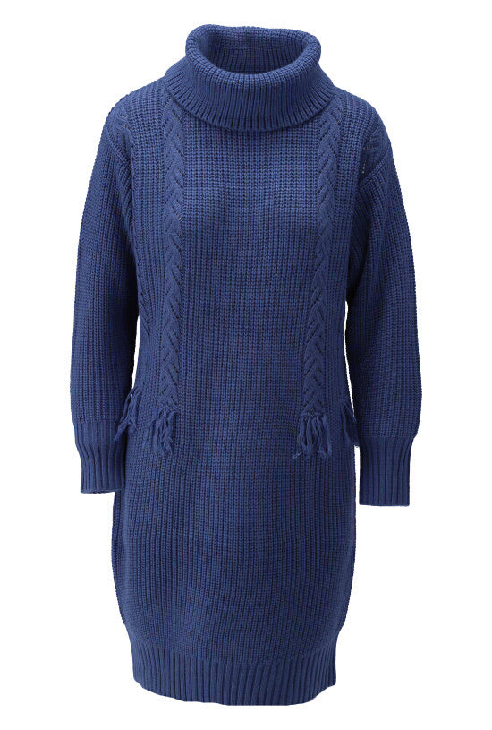 K-design - Mini dress met rolkraag en franjes (X819) - What Els!