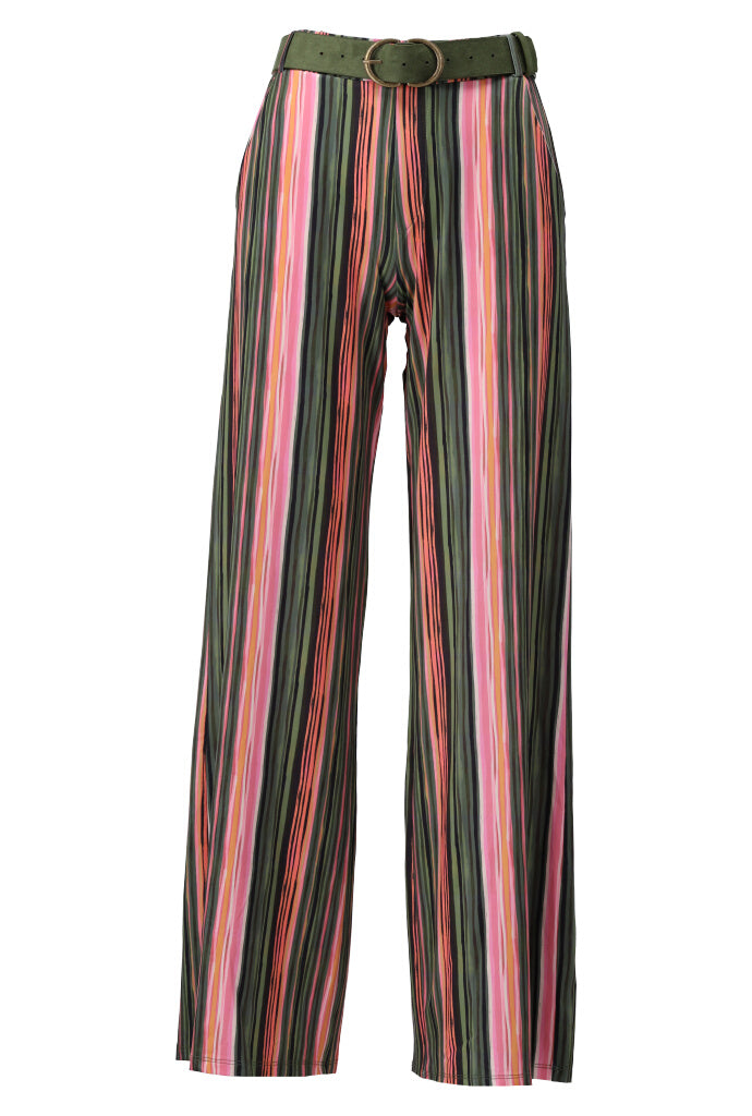 K-design - Gestreepte broek met bijpassende riem (Y108) - What Els!