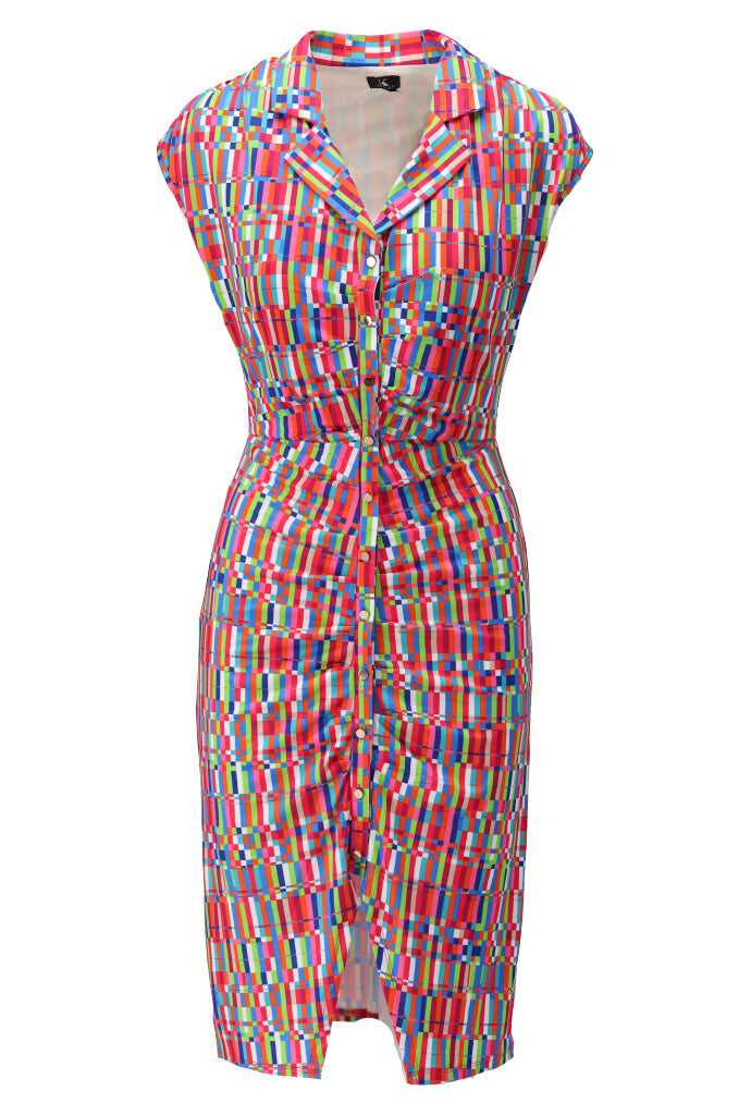 K-design - Mini dress met grafische print en knopen (Y128) - What Els!