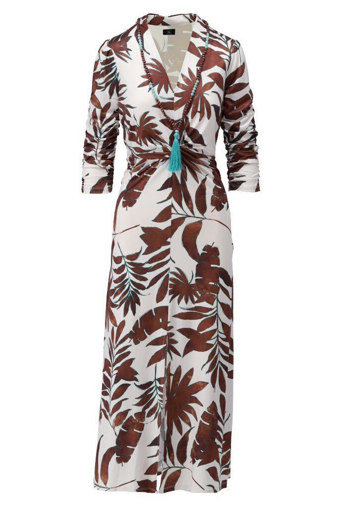 K-design - Maxi dress met V-hals, print en halsketting (Y129) - What Els!
