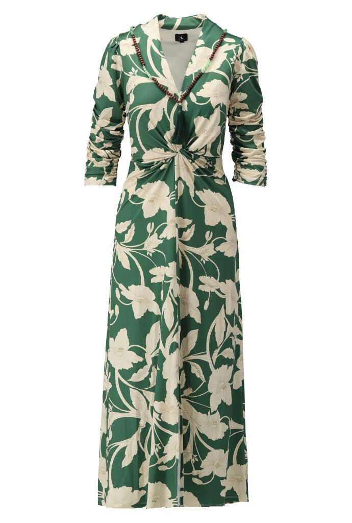 K-design - Maxi dress met V-hals, print en halsketting (Y129) - What Els!