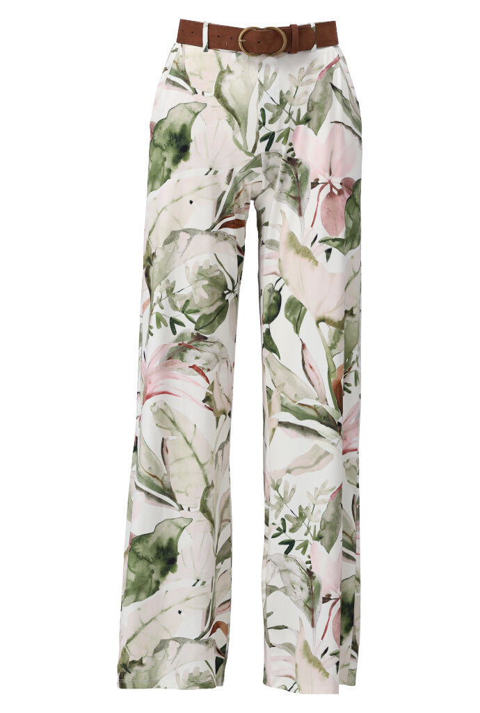 K-design - Broek met bloemenprint en bijpassende riem (Y133) - What Els!