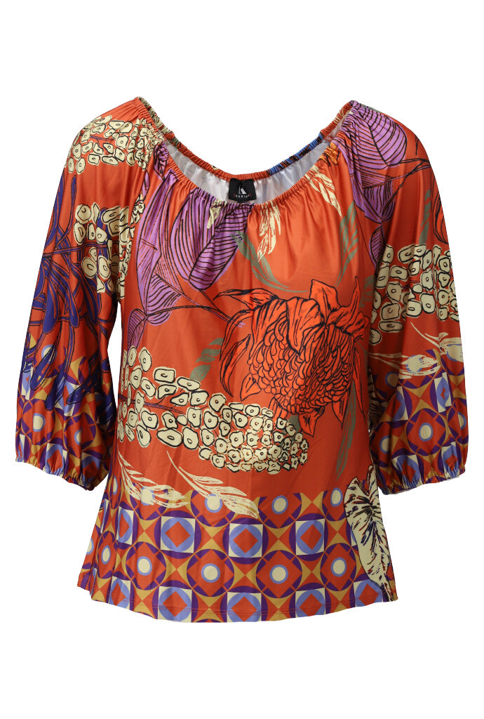 K-design - Topje off shoulder met print (Y140) - What Els!