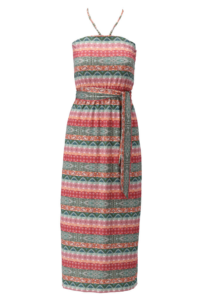 K-design - Midi dress bandeau met print en splitten (Y142) - What Els!