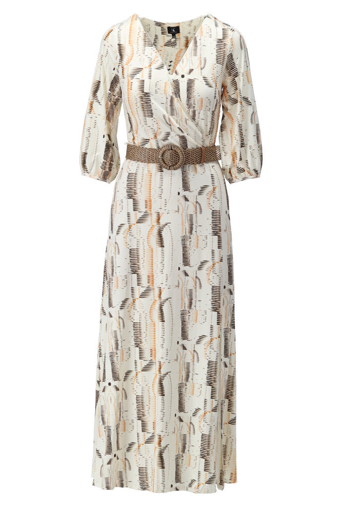 K-design - Maxi crossover dress met print en bijpassende riem (Y147) - What Els!