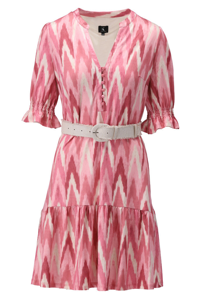 K-design - Mini dress met grafische print en bijpassende riem (Y149) - What Els!