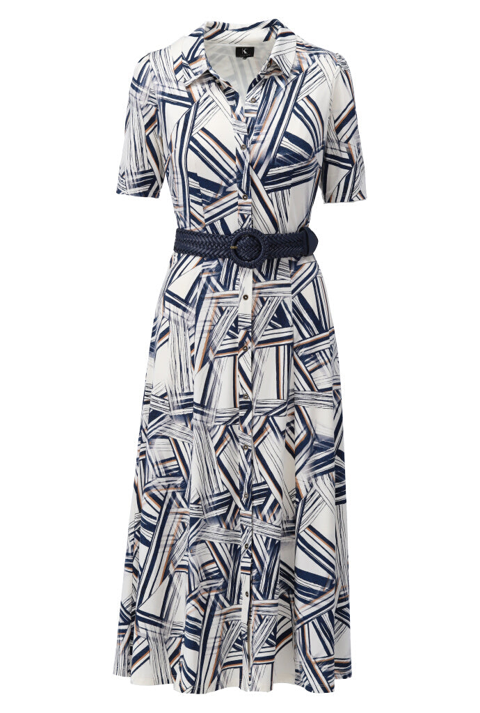 K-design - Maxi dress met print en gevlochten riem (Y203) - What Els!