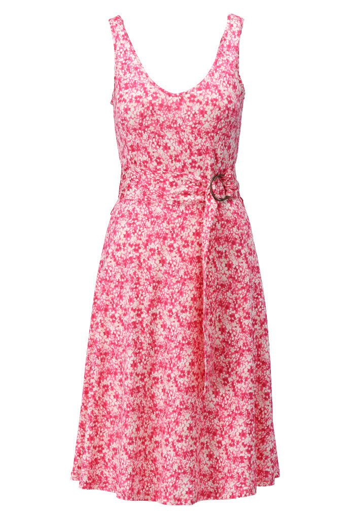K-design - Mini dress met V-hals, bloemenprint en stoffen riem (Y212) - What Els!