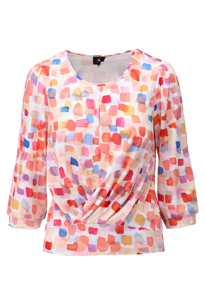 K-design - Topje met print, ronde hals en knoop (Y226) - What Els!