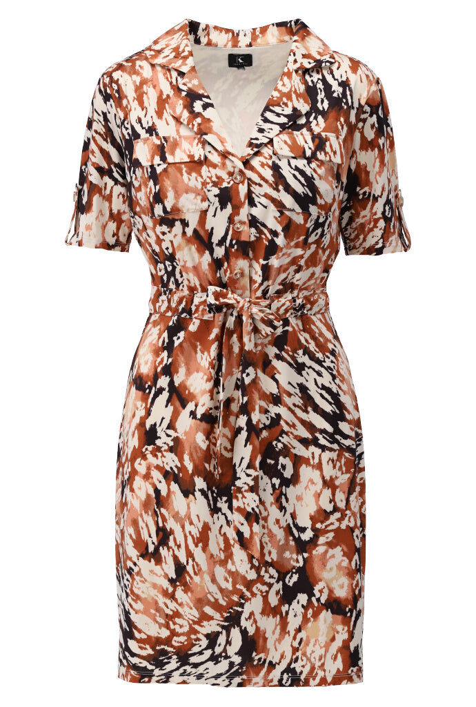 K-design - Mini dress met print, zakjes en trekkoord (Y228) - What Els!