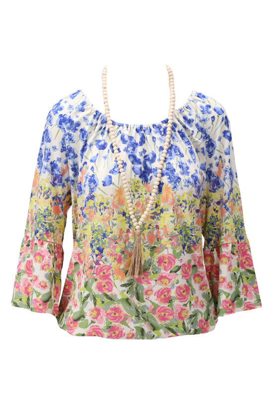 K-design - Topje met bloemenprint en halsketting (Y236) - What Els!