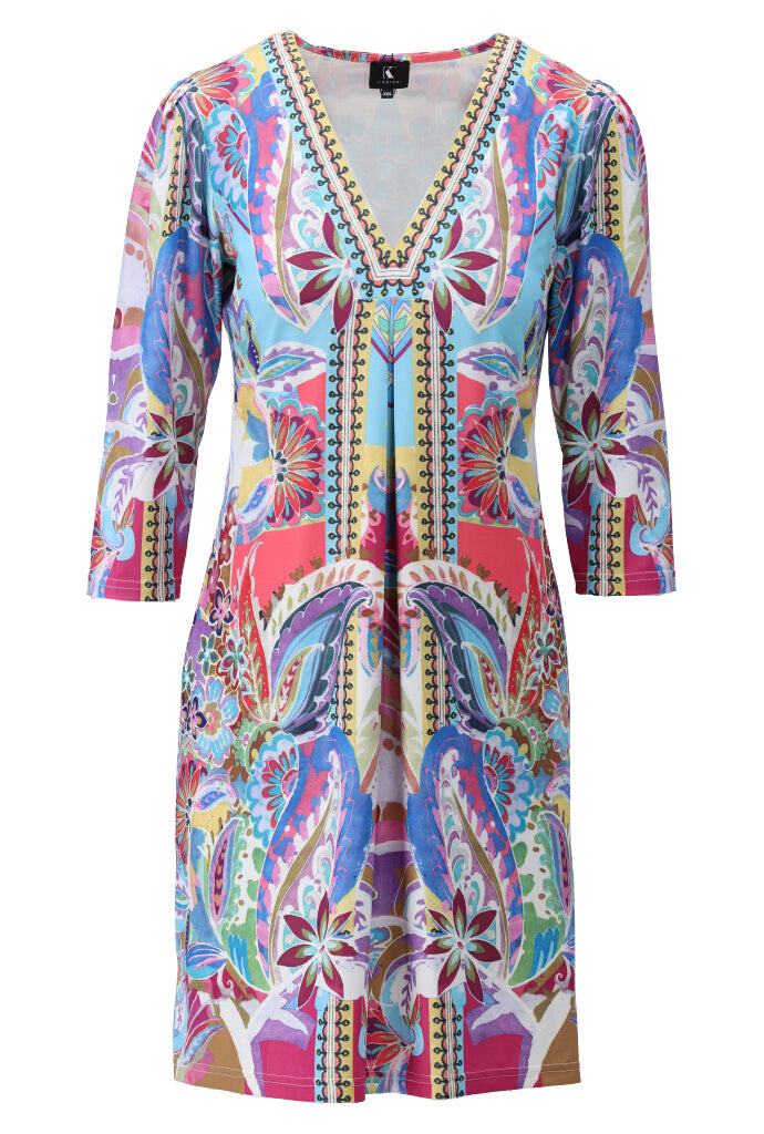 K-design - Mini dress met print en V-hals (Y252) - What Els!