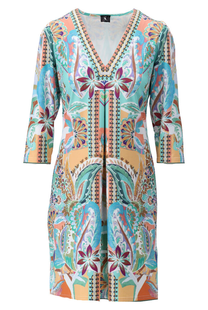K-design - Mini dress met print en V-hals (Y252) - What Els!