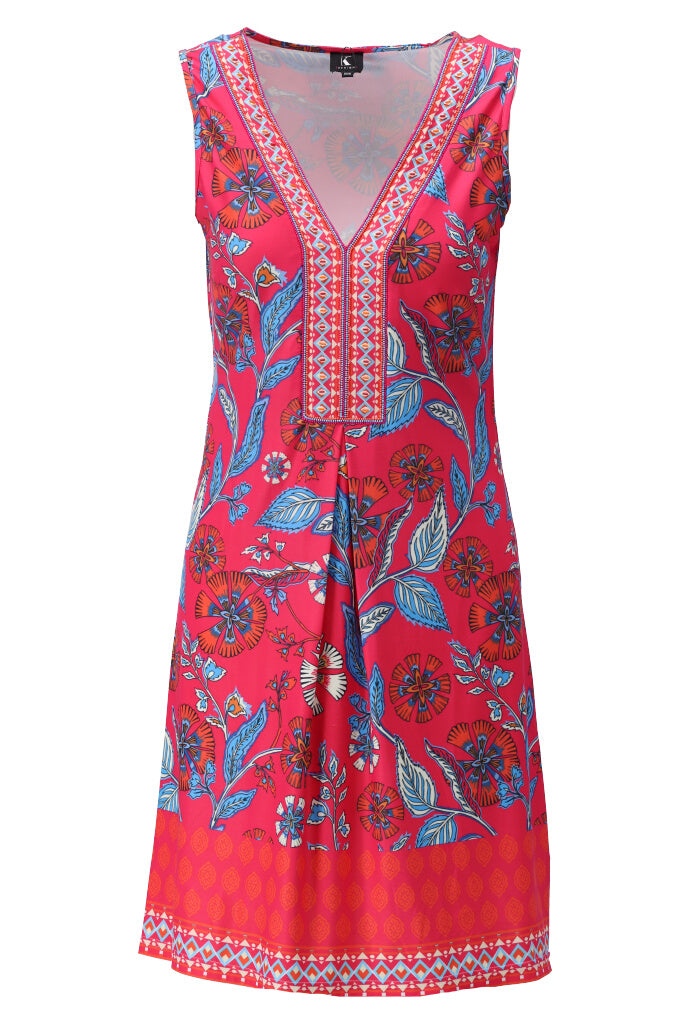 K-design - Mini dress met print, V-hals en kralen (Y257) - What Els!
