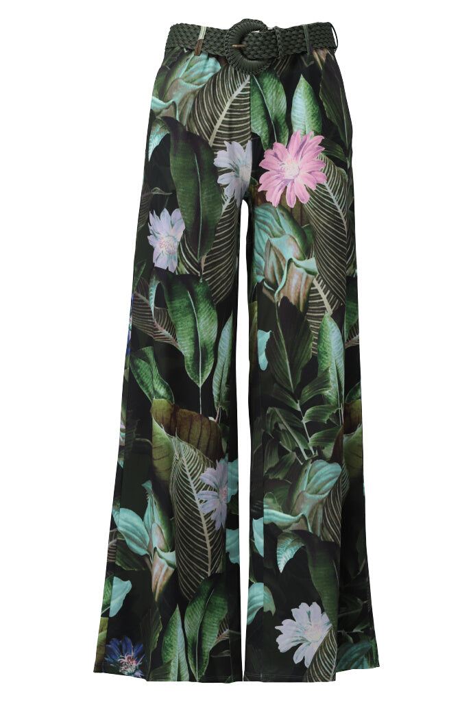 K-design - Broek met jungle bloemenprint en bijpassende riem (Y304) - What Els!