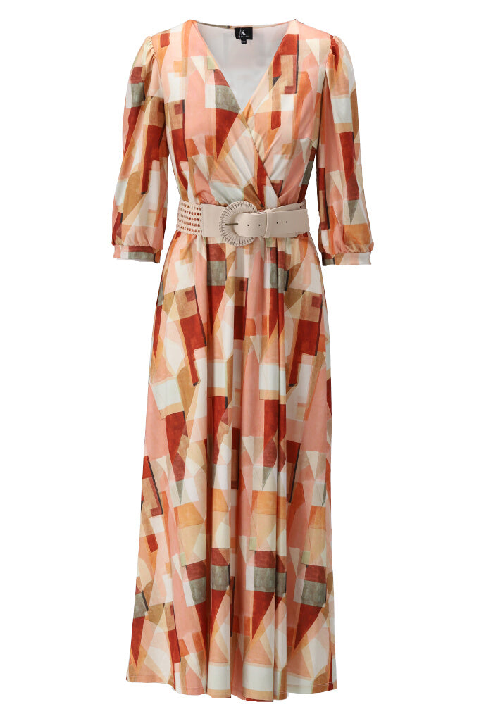 K-design - Maxi dress crossover met print en bijpassende riem (Y311) - What Els!