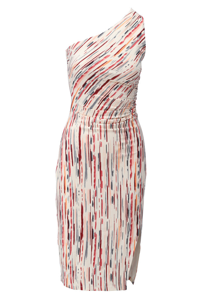 K-design - Asymetrische schouder midi dress met print (Y314) - What Els!