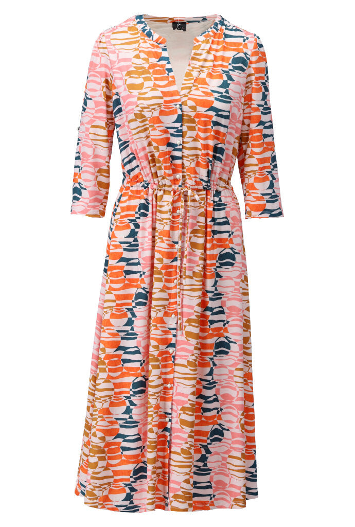 K-design - Midi dress met geometrische print en trekkoord (Y321) - What Els!