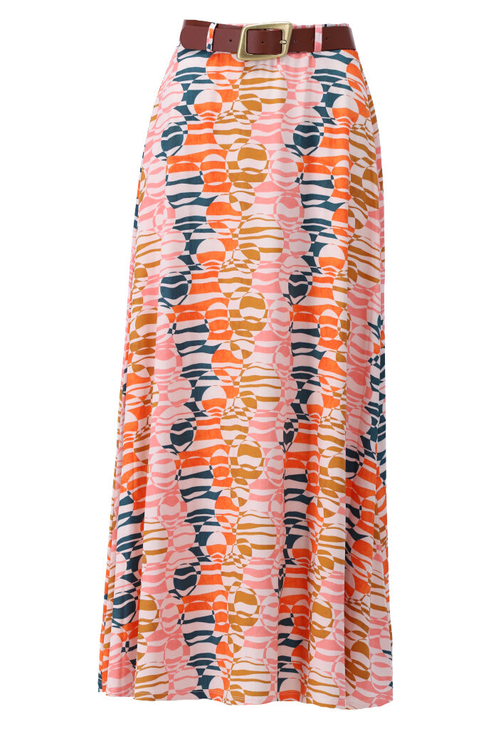 K-design - Rok met geometrische print en bijpassende riem (Y324) - What Els!