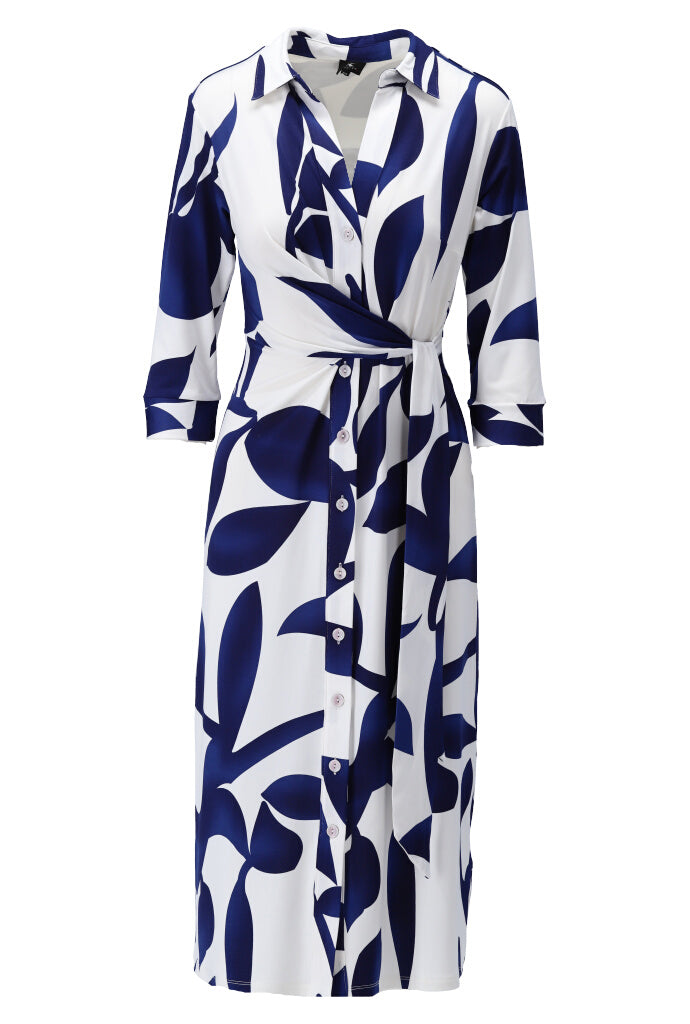 K-design - Midi dress met geometrische print en vaste riem (Y326) - What Els!