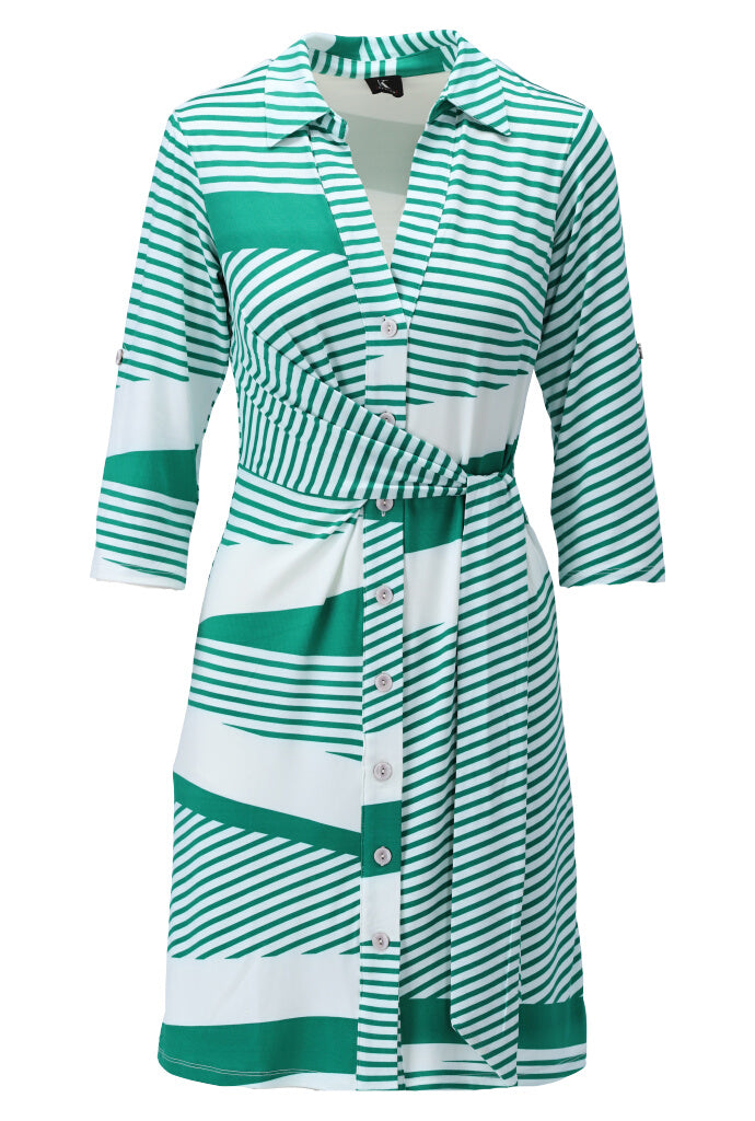 K-design - Mini dress met geometrische print en vaste riem (Y335) - What Els!