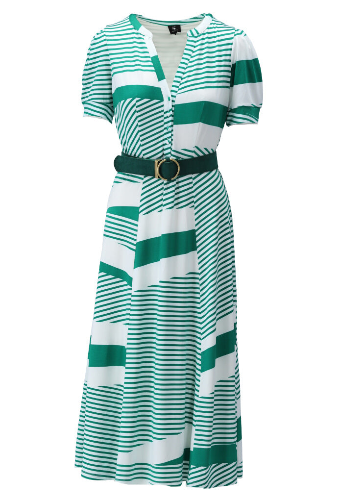 K-design - Maxi dress met print, plooi en bijpassende riem (Y336) - What Els!