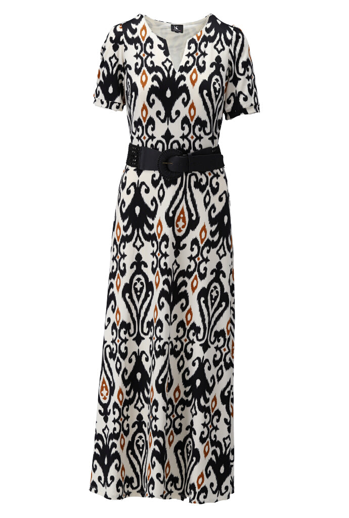 K-design - Maxi dress met print en bijpassende riem (Y339) - What Els!