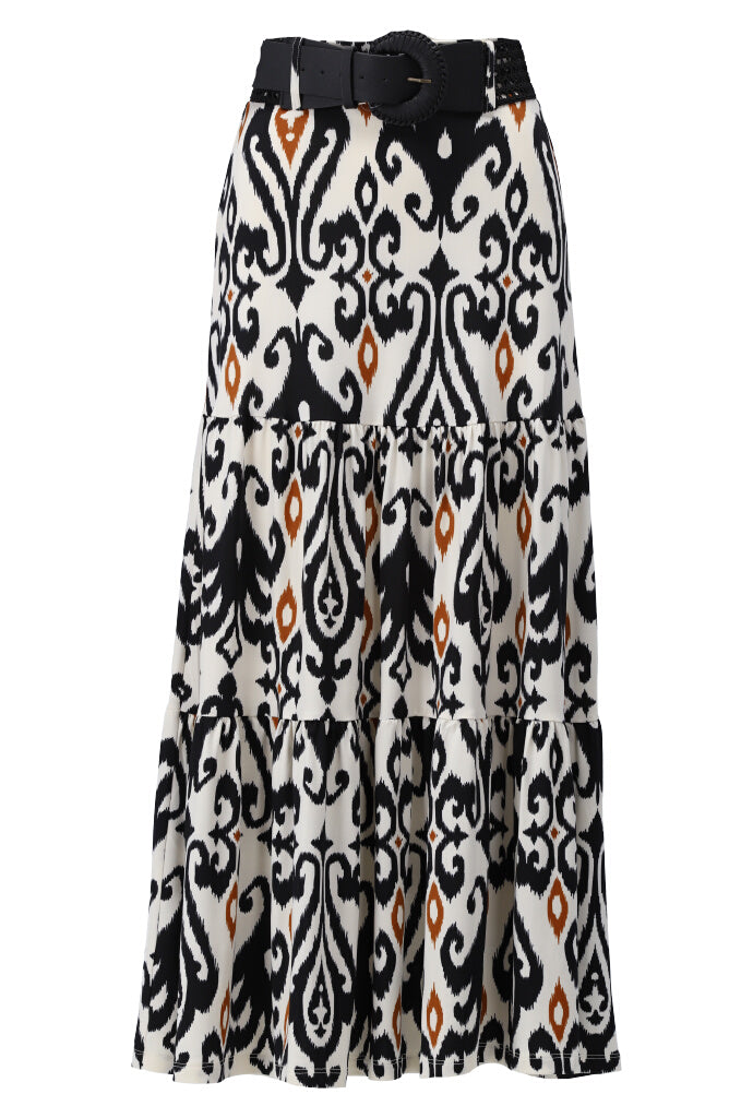 K-design - Rok met print, volant en bijpassende riem (Y342) - What Els!
