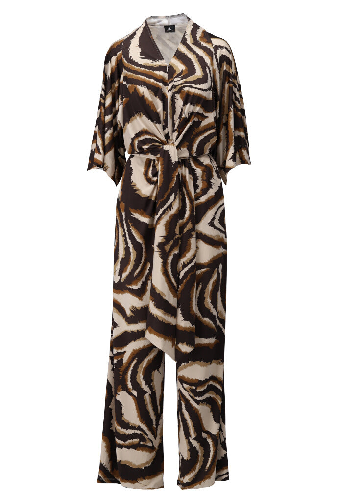 K-design - Jumpsuit met print, rits en vaste riem (Y346) - What Els!