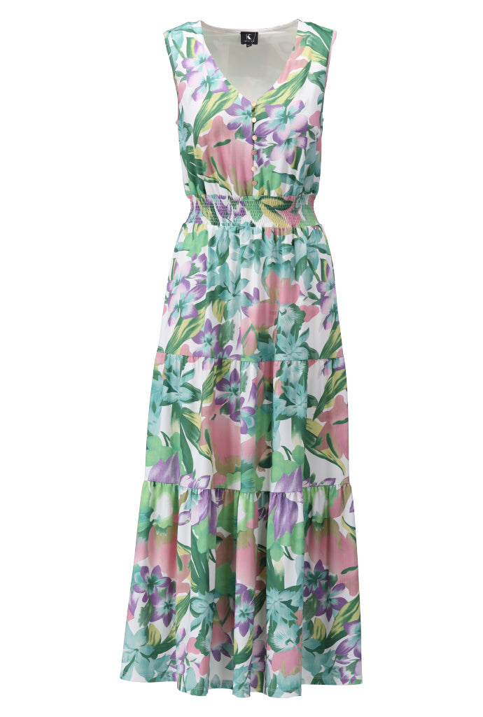 K-design - Maxi dress met print en volant (Y377) - What Els!