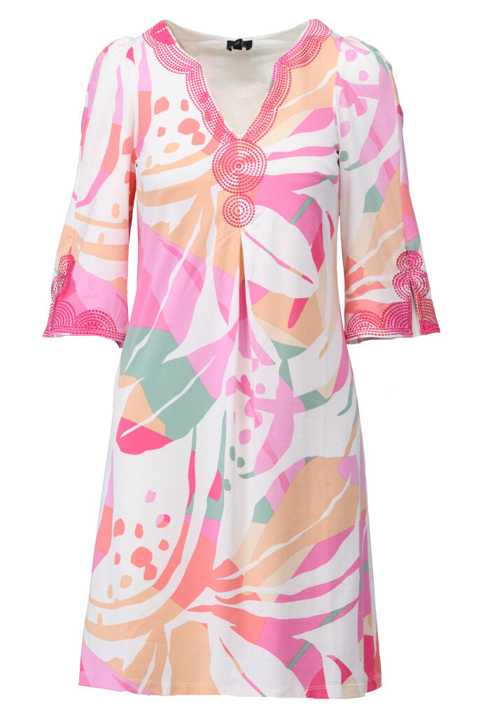 K-design - Mini dress met print en borduursel (Y379) - What Els!