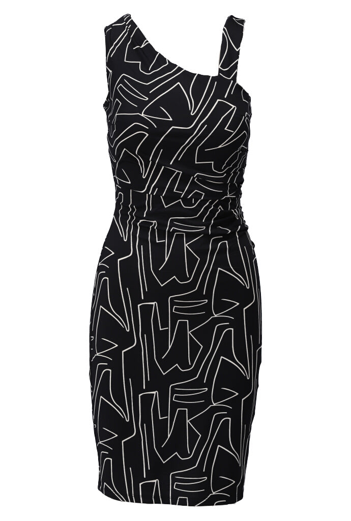K-design - Asymmetrische bodycon mini dress met print (Y392) - What Els!