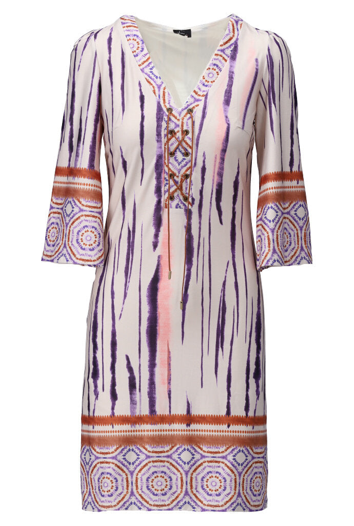 K-design - Mini dress met V-hals en print (Y393) - What Els!