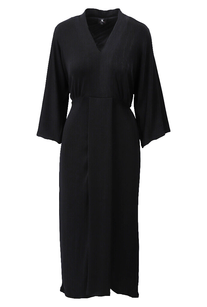 K-design - Midi dress met V-hals en plooi (Y402) - What Els!