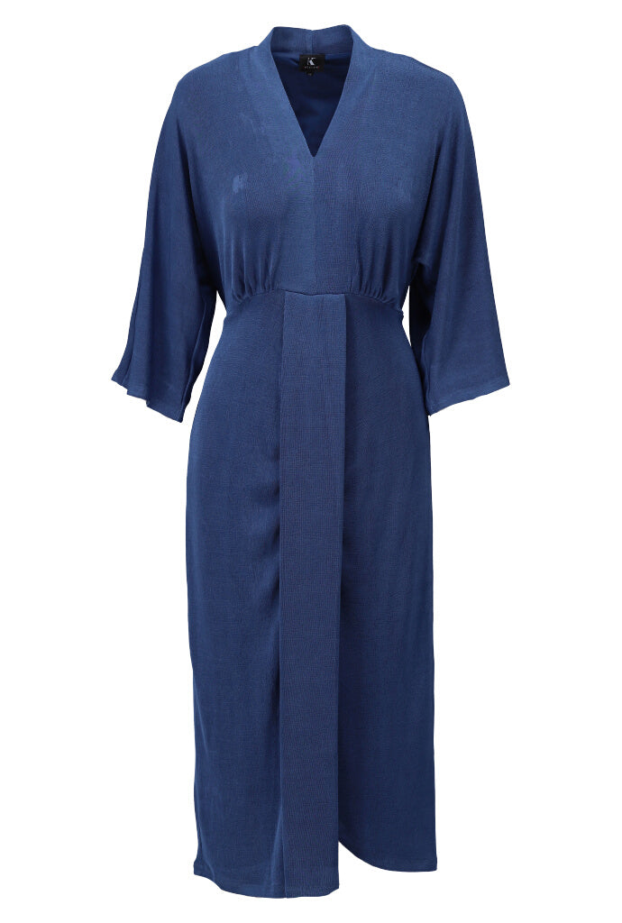 K-design - Midi dress met V-hals en plooi (Y402) - What Els!